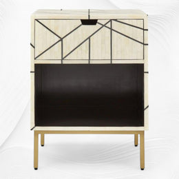 Nola Full Bone Inlay Bedside 1 Drawer