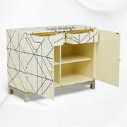 Nola Full Bone Inlay Cabinet Metal Legs Black