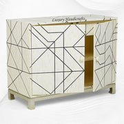 Nola Full Bone Inlay Cabinet Metal Legs Black