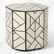 Nola Geometric Bone Inlay Side Table Black