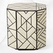 Nola Geometric Bone Inlay Side Table Black