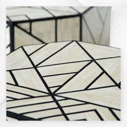 Nola Geometric Bone Inlay Side Table Black