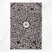 Octagonal Bone Inlay Floral Coffee Table Black With Drawer