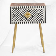 Optical Bone Inlay 1 Drawer Bedside Black