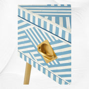 Optical Bone Inlay 1 Drawer Bedside Sky Blue