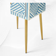 Optical Bone Inlay 1 Drawer Bedside Sky Blue