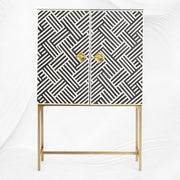 Optical Inlay Bar Cabinet Black