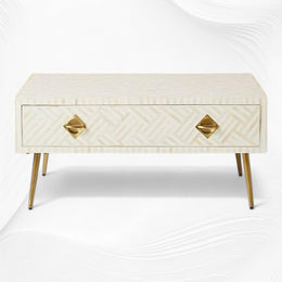 Optical Inlay Coffee Table White 1
