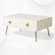 Optical Inlay Coffee Table White 2