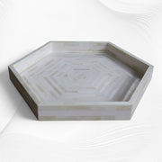 Pale Pink Bone Inlay Tray Hexagon | Bone Inlay Trays