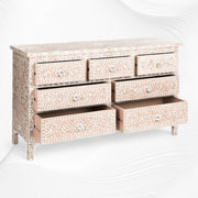 Pale Pink Mother Of Pearl Inlay Chest Of 7 Drawers