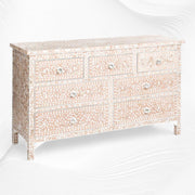 Pale Pink Mother Of Pearl Inlay Chest Of 7 Drawers