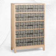 Pattern Bone Inlay 5 Drawer Chest Black