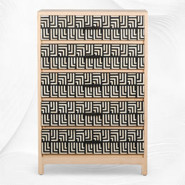 Pattern Bone Inlay 5 Drawer Chest Black