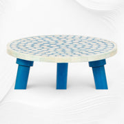 Polka Dot Bone Inlay Side Table Blue