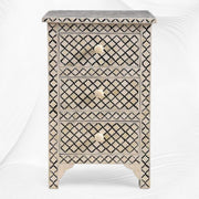Quatrefoil Bone Inlay 3 Drawer Nightstand Black