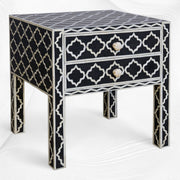 Quatrefoil Bone Inlay Bedside Long Leg Black