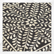 Quatrefoil Bone Inlay Side Table Black Floral