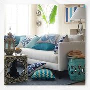 Quatrefoil Bone Inlay Side Table Black Floral