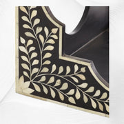 Quatrefoil Bone Inlay Side Table Black Floral