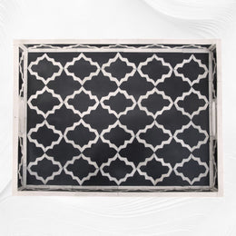 Quatrefoil Bone Inlay Tray Black