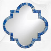 Quatrefoil Colored Bone Inlay Mirror Dark Blue