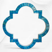 Quatrefoil Colored Bone Inlay Mirror Ocean Blue