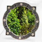 Quatrefoil Floral Bone Inlay Mirror Black