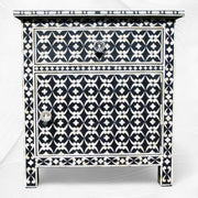 Quote Bone Inlay Bedside 1 Drawer 1 Door Black