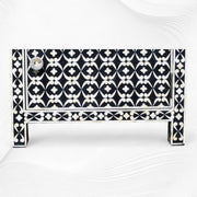 Quote Bone Inlay Bedside 1 Drawer 1 Door Black