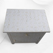 Quote Bone Inlay Bedside 1 Drawer 1 Door White