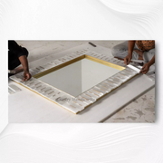 Rectangular Brass Inlay Selenite Mirror