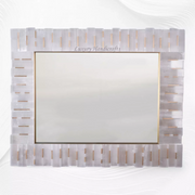 Rectangular Brass Inlay Selenite Mirror
