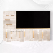 Rectangular Brass Inlay Selenite Mirror