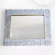 Rectangular Brass Inlay Selenite Mirror
