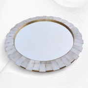 Round Brass Inlay Selenite Mirror