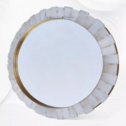 Round Brass Inlay Selenite Mirror