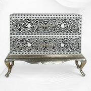 Royal Mother Of Pearl Inlay 2 Drawer Chest Black