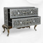 Royal Mother Of Pearl Inlay 2 Drawer Chest Black