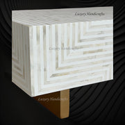 Stripe Bone Inlay Coffee Table White 3