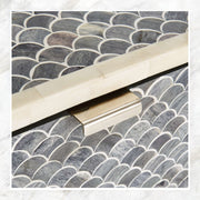 Scallop grey bone inlay nightstand luxury bedside table with drawer