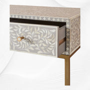 Scroll Vine Bone Inlay Console Table Grey