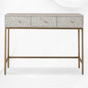 Scroll Vine Bone Inlay Console Table Grey
