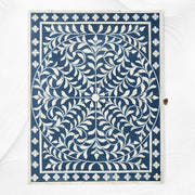 Scroll Vine Bone Inlay Nightstand Blue