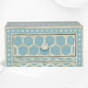 Sky Blue Bone Inlay Nightstand Honeycomb
