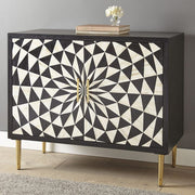 Spiral Bone Inlay Cabinet 2 Door Black