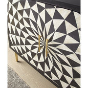 Spiral Bone Inlay Cabinet 2 Door Black