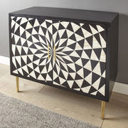 Spiral Bone Inlay Cabinet 2 Door Black