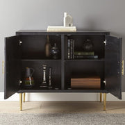 Spiral Bone Inlay Cabinet 2 Door Black