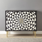 Spiral Bone Inlay Cabinet 2 Door Black